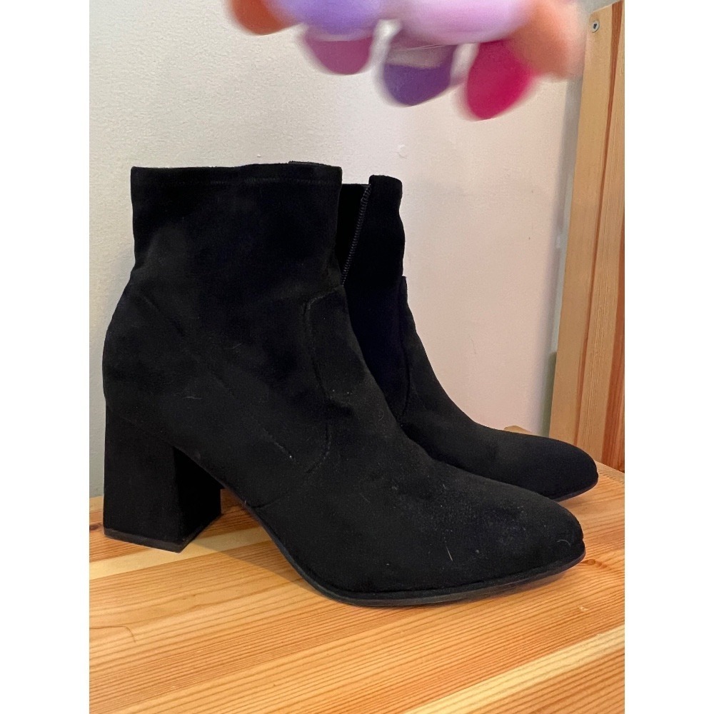 Marc Fisher Black Ankle Boots Block Heel Square Toe Booties Size 10M
